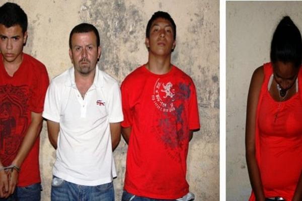 Tres adultos y una menor de 15 años fueron detenidos al ser señalados de extorsión. (Foto Prensa Libre: PNC)<br _mce_bogus="1"/>