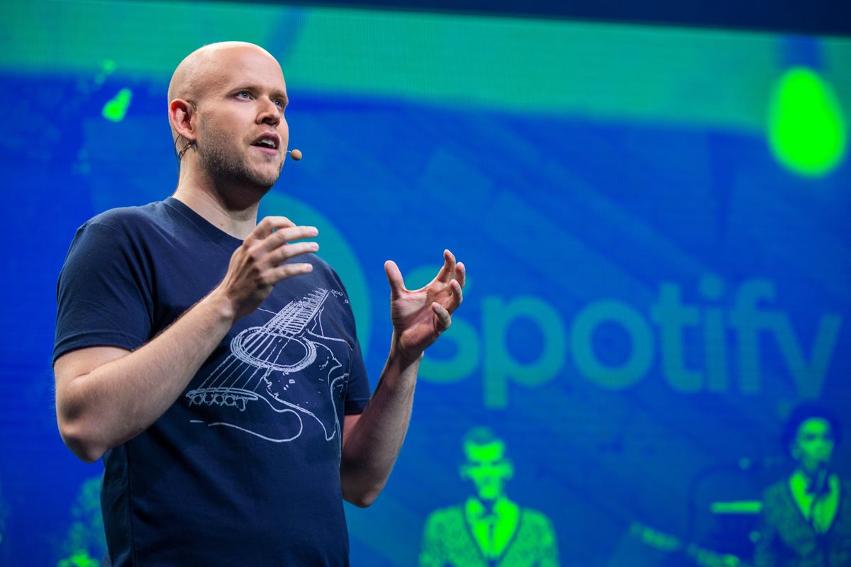 Daniel Ek, CEO y fundador de Spotify, durante una conferencia en la que anunció los cambios de la plataforma. (Foto Prensa Libre: AFP)