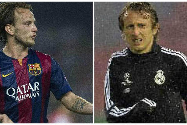 Rakitic y Modric, sangre de los Balcanes en el derby español. (Foto Prensa Libre: EFE)