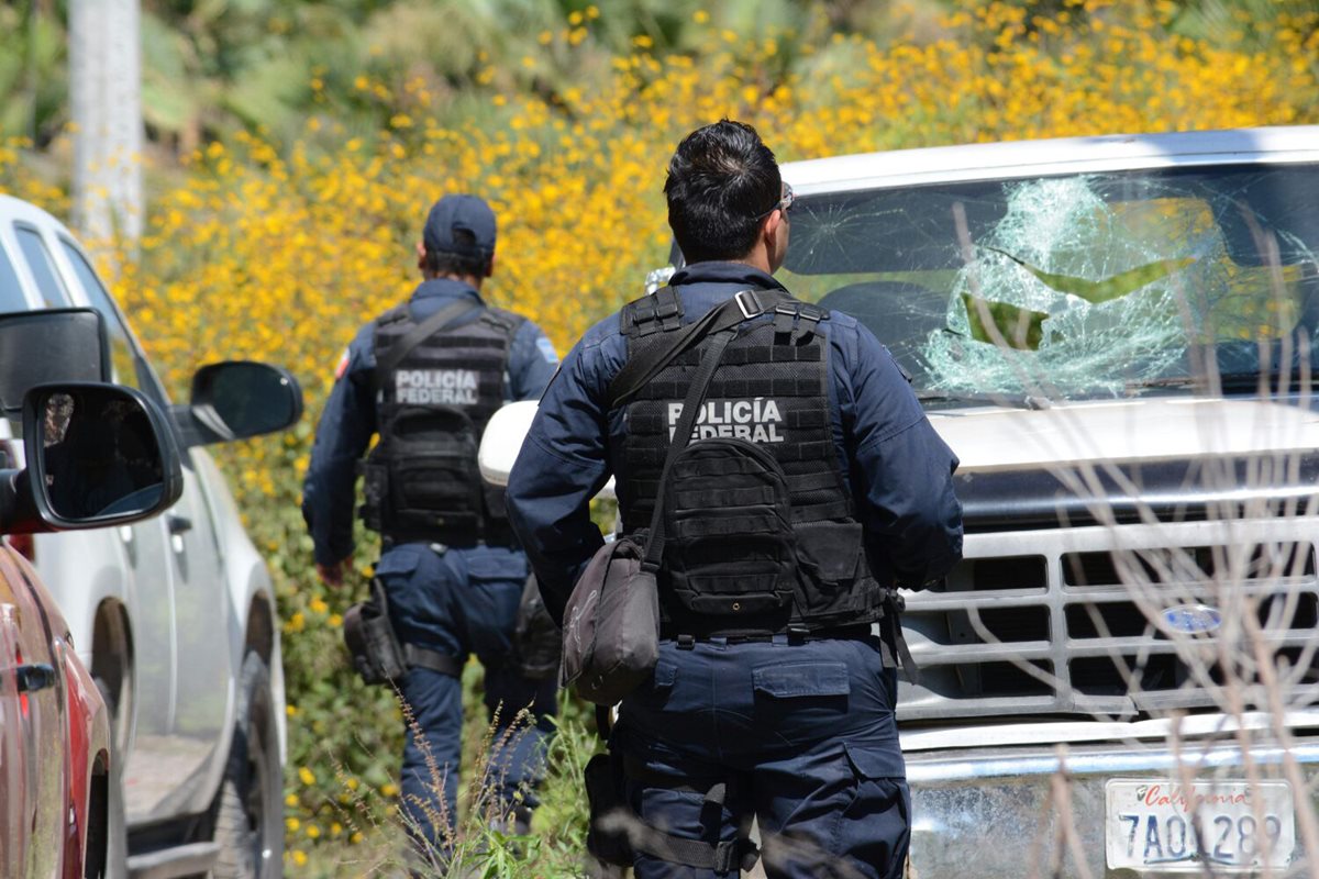 Policías federales vigilan el área donde fueron halladas fosas clandestinas en Guerrero, México en el 2015. (Foto Prensa Libre: EFE).