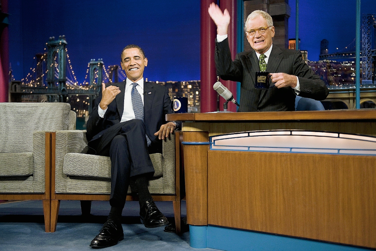 En el último programa de Letterman estuvo el presidente estadounidense Barack Obama. (Foto Prensa Libre AFP)