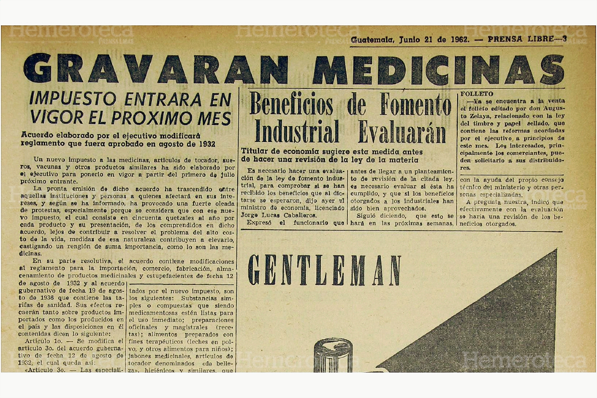 Las medicinas fueron gravadas en junio de 1962. (Foto: Hemeroteca PL)