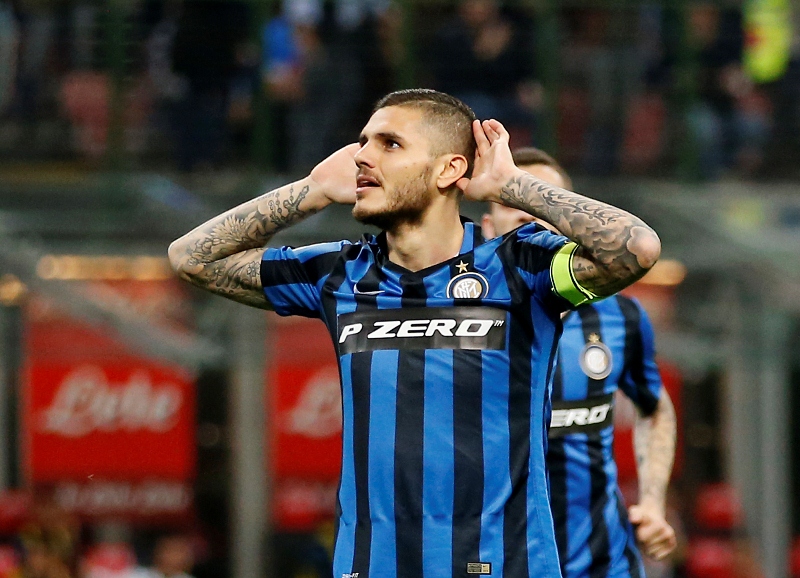 Icardi celebra su anotación, este sábado, frente al Nápoli. (Foto Prensa Libre: AP)