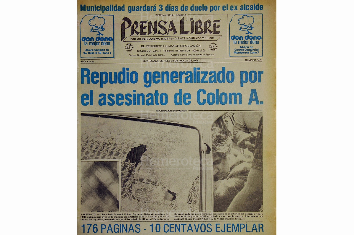 Portada de Prensa Libre del 23 de marzo de 1979. Foto: Hemeroteca PL