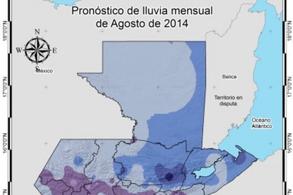 Mapa de la perpectiva climática de agosto de 2014. (Foto Prensa Libre: Insivumeh)<br _mce_bogus="1"/>