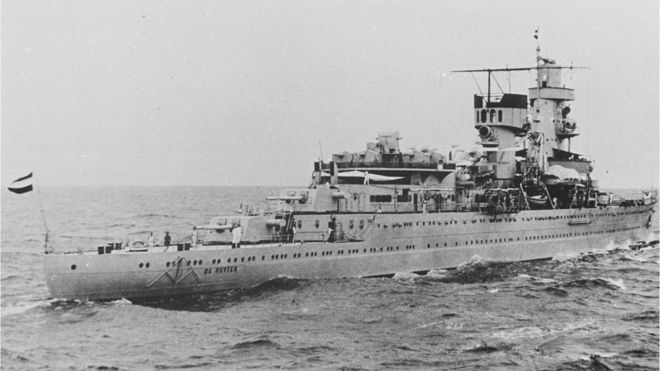 El HNLMS De Ruyter con 345 hombres a bordo fue el buque insignia del contraalmirante holandés Karel Doorman. INSTITUTO DE HISTORIA MILITAR DE HOLANDA