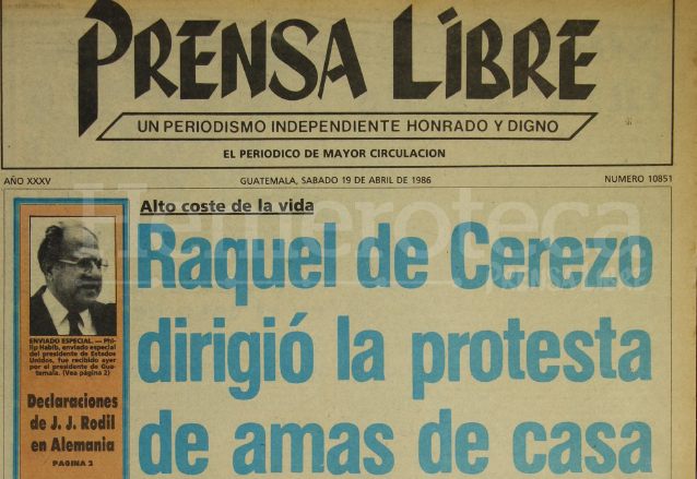 Portada de Prensa Libre del 19 de abril de 1986. (Foto: Hemeroteca PL)