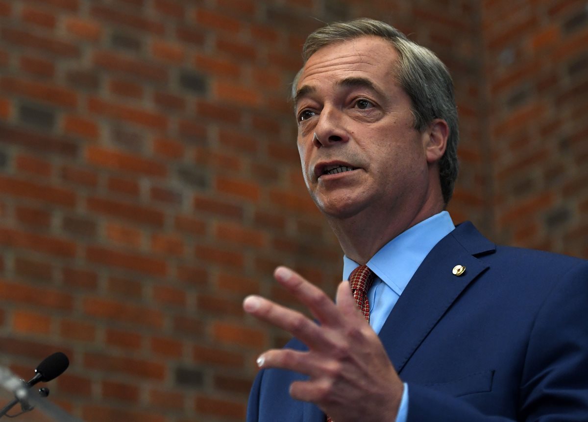 Nigel Farage, líder del Partido del Reino Unido para la independencia, durante un discurso en Londres.(Foto Prensa Libre: EFE).