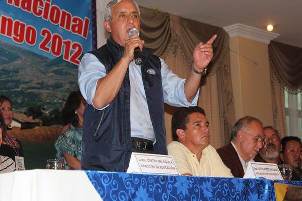 El presidente Otto Pérez Molina participó en una actividad del magisterio en Huehuetenango. (Foto Prensa Libre: Mike Castillo)<br _mce_bogus="1"/>