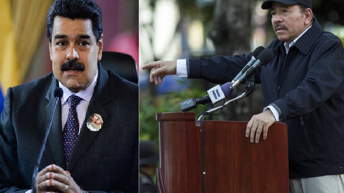 Nicolás Maduro (i) y Daniel Ortega son criticados por expresidentes latinoamericanos. (Foto Prensa Libre: AFP)