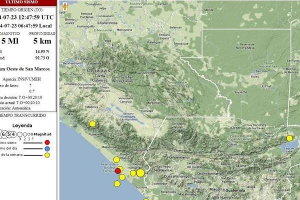 El sismo tuvo epicentro a 88 kilómetros de San Marcos. (Foto Prensa Libre: Conred)