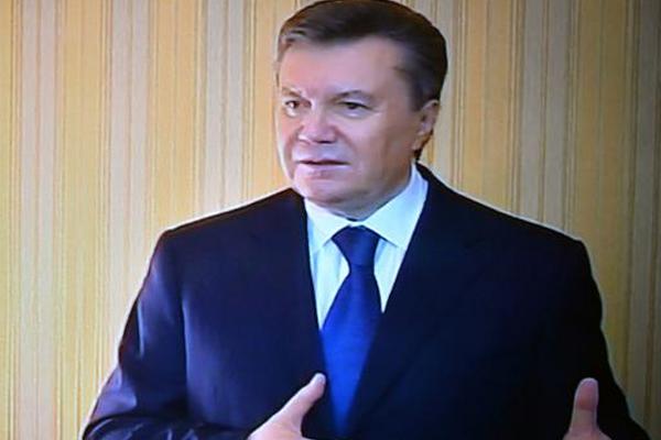 Viktor Yanukóvich habla a la televisión local de Ucrania.(Foto Prensa Libre/AFP)