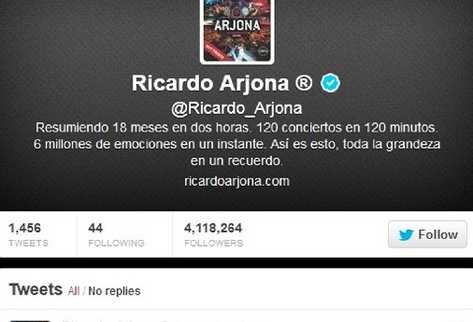 Imagen del tuit de Ricardo Arjona, escrito el domingo recién pasado en su cuenta oficial.