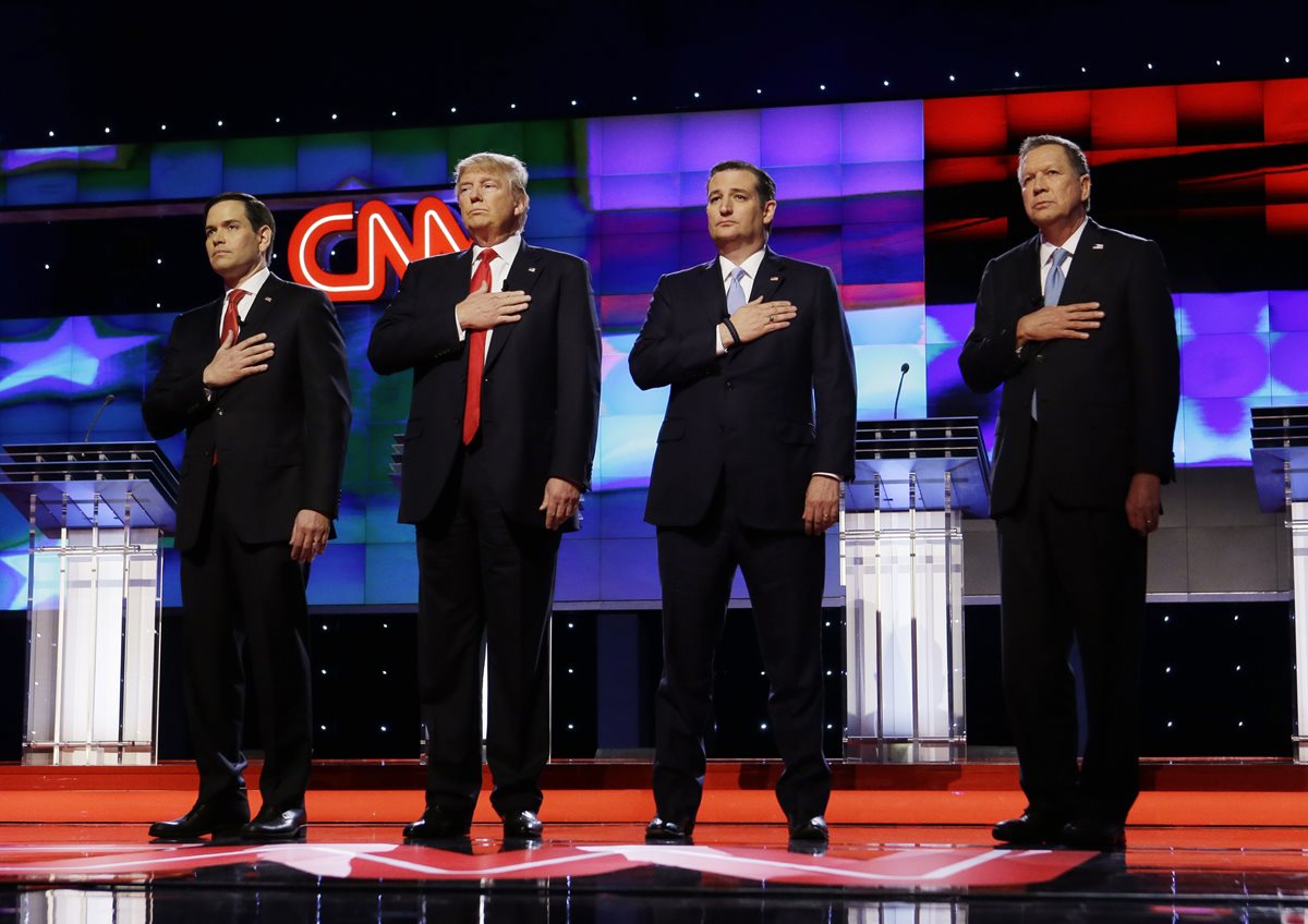 Republicanos en el debate del jueves. (Foto Prensa Libre: AP).