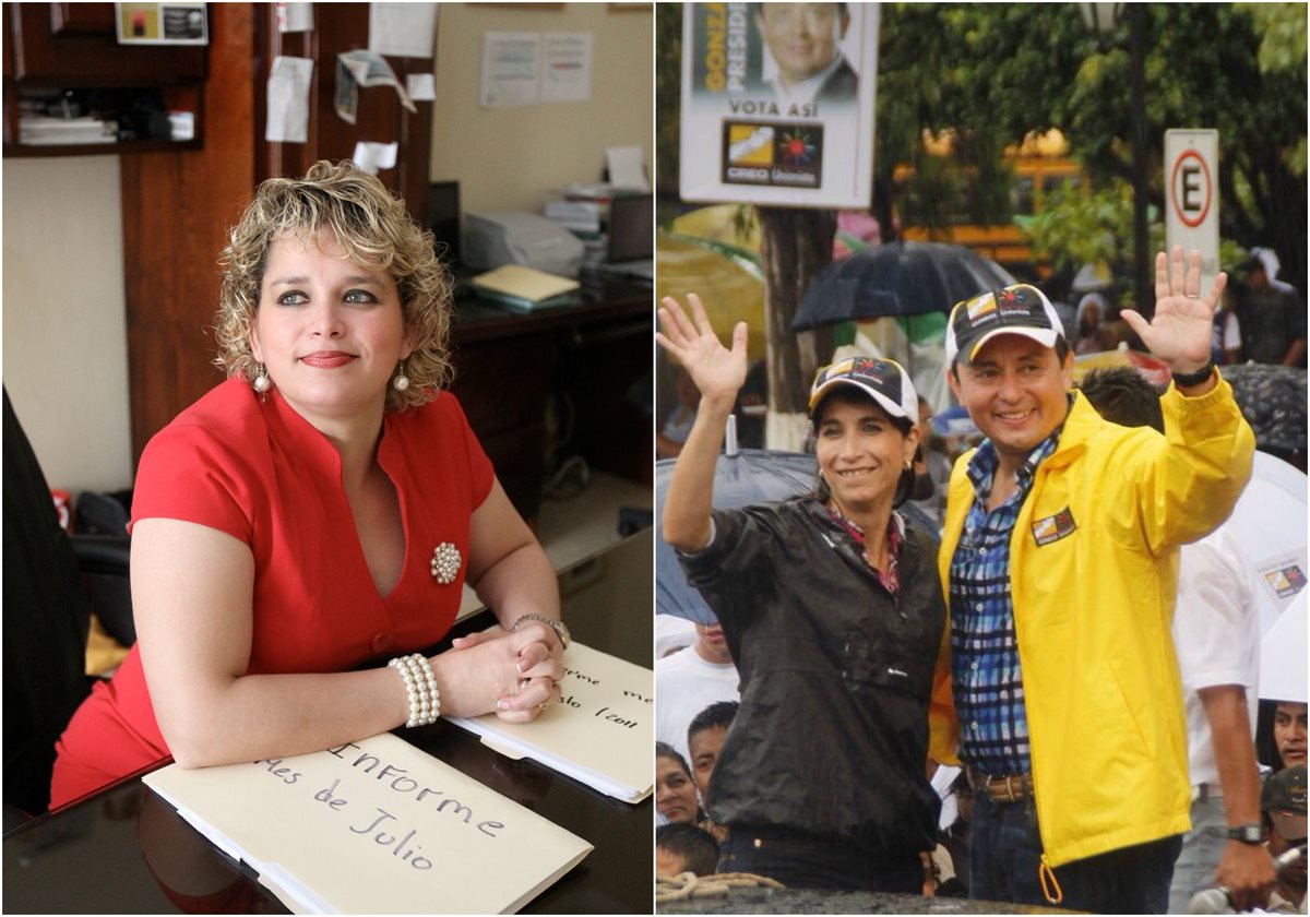 Rosa Vargas -izquierda- esposa de Manuel Baldizón de Líder y Mónica Masselli, esposa de Roberto González Creo-Unionistas. (Foto Prensa Libre)