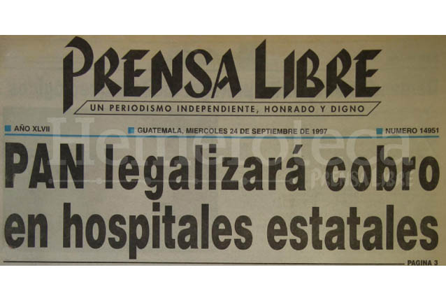 Titular de Prensa Libre del 24/09/1997. (Foto: Hemeroteca PL)