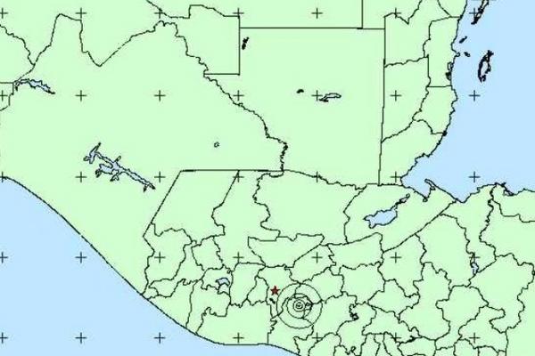 Ubicación del sismo ocurrido a las 14 horas en Santa Rosa. (Foto Prensa Libre: Insivumeh)<br _mce_bogus="1"/>