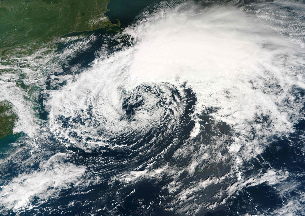 Imagen satelital de la Nasa que muestra la ubicación de Hermine, en EE. UU. (Foto Prensa Libre: AFP).