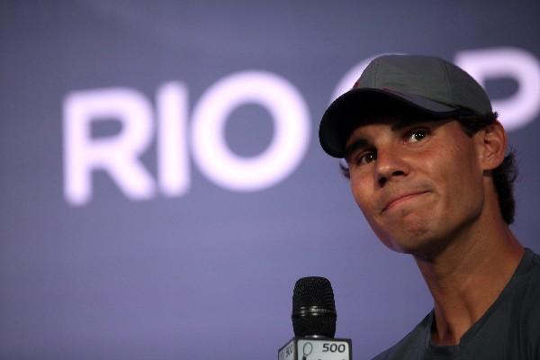 El tenista español Rafael Nadal, durante conferencia de prensa del Abierto de Río de Janeiro en Brasil. (Foto Prensa Libre: EFE)