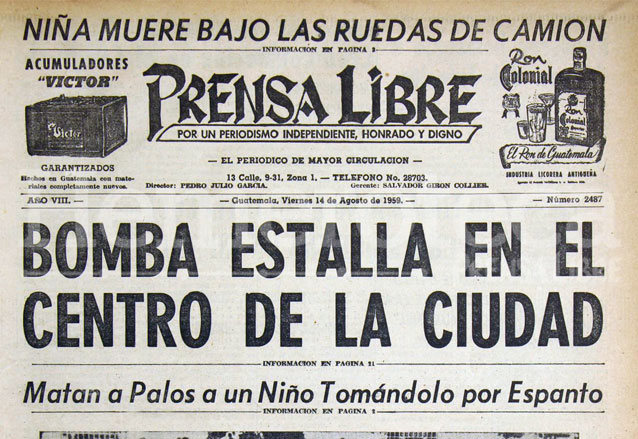 Titulares de la portada del 14/08/1959. (Foto: Hemeroteca PL)