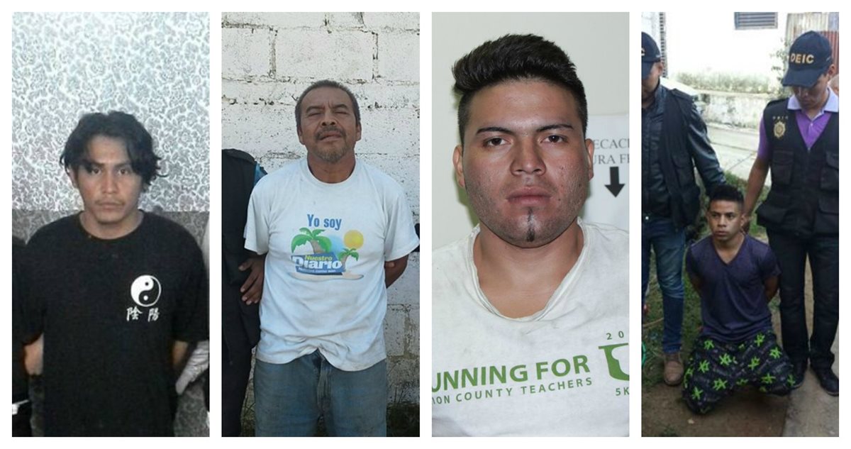 Kevin Estuardo Avendaño, Rigoberto Salale Chen, Gabriel Alexander Chiroy Gálvez y Samy Esteve Chajón Escobar, fueron capturados este jueves. (Foto Prensa Libre: PNC)