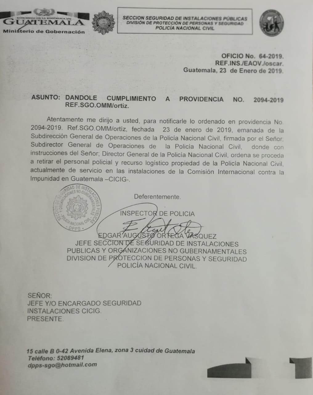 Gobierno de Guatemala ordena retirar a agentes policiales de la sede de ...