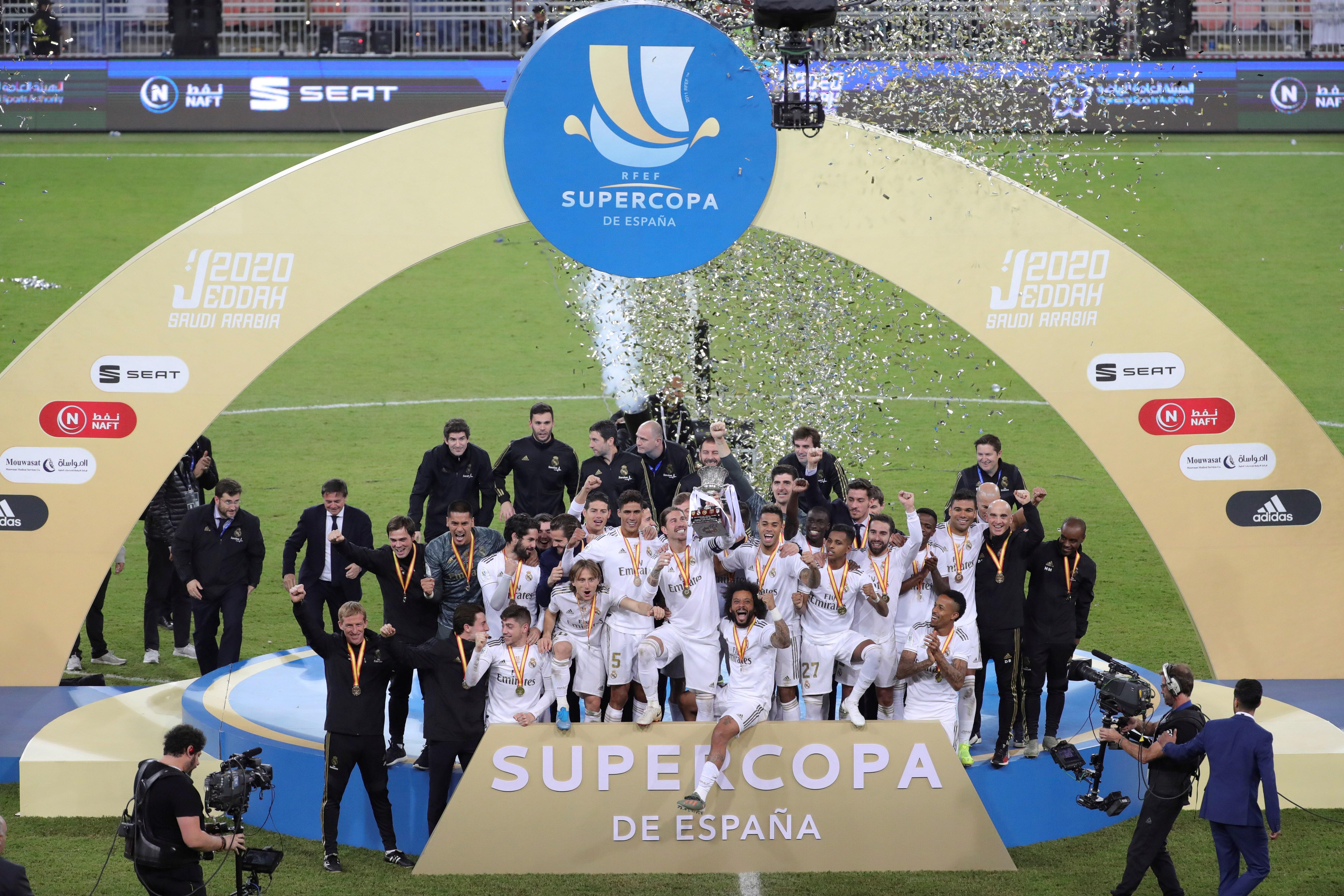 El Real Madrid ganó la Supercopa de España ante el Atlético de Madrid en el estadio King Abdullah Sports Center de Yeda, en Arabia Saudí el 12 de enero de 2020. Foto Prensa Libre: EFE.