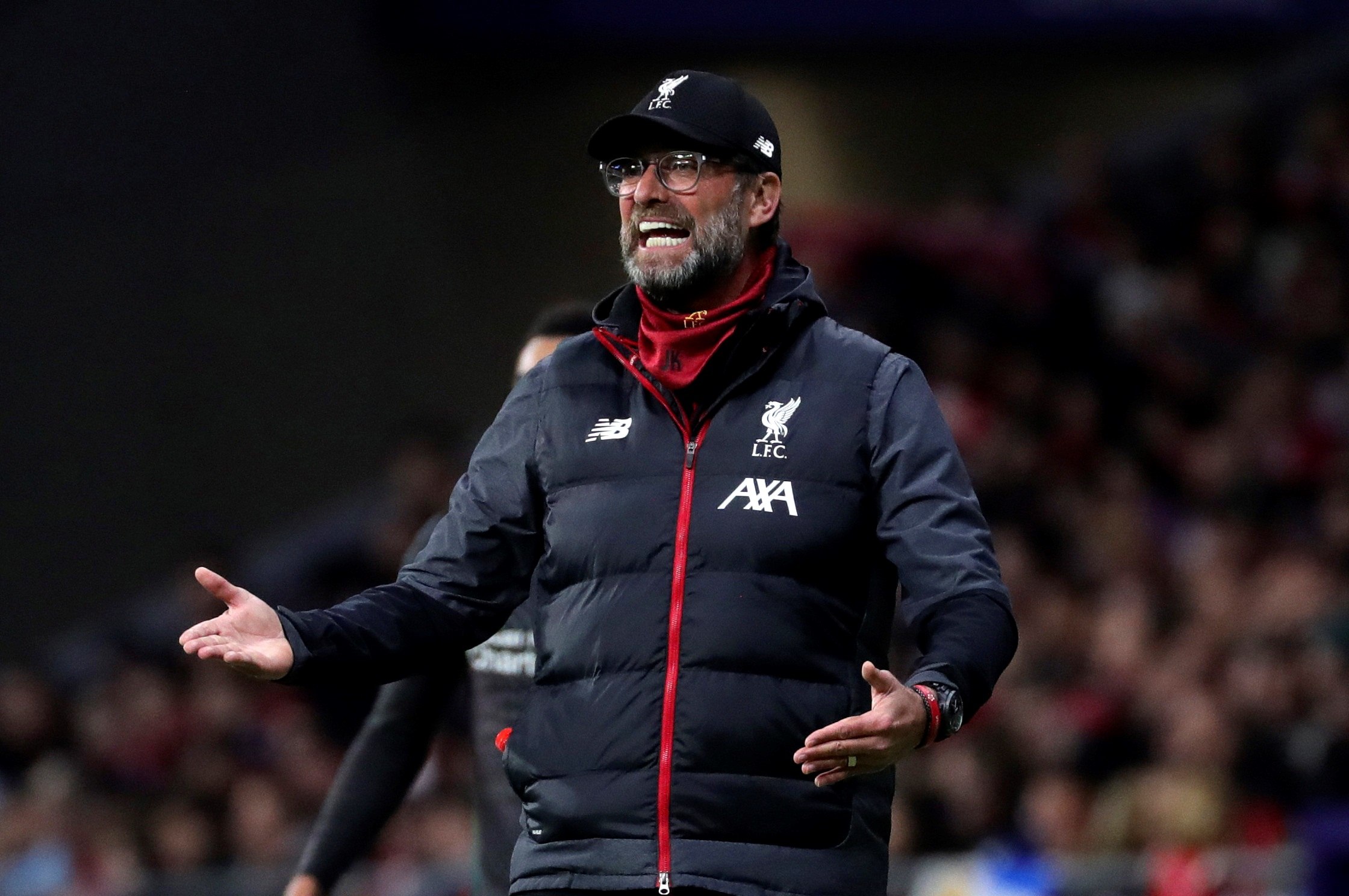 El entrenador del Liverpool Jürgen Klopp durante el partido frente al Atlético de Madrid en el Wanda Metropolitano. (Foto Prensa Libre: EFE)