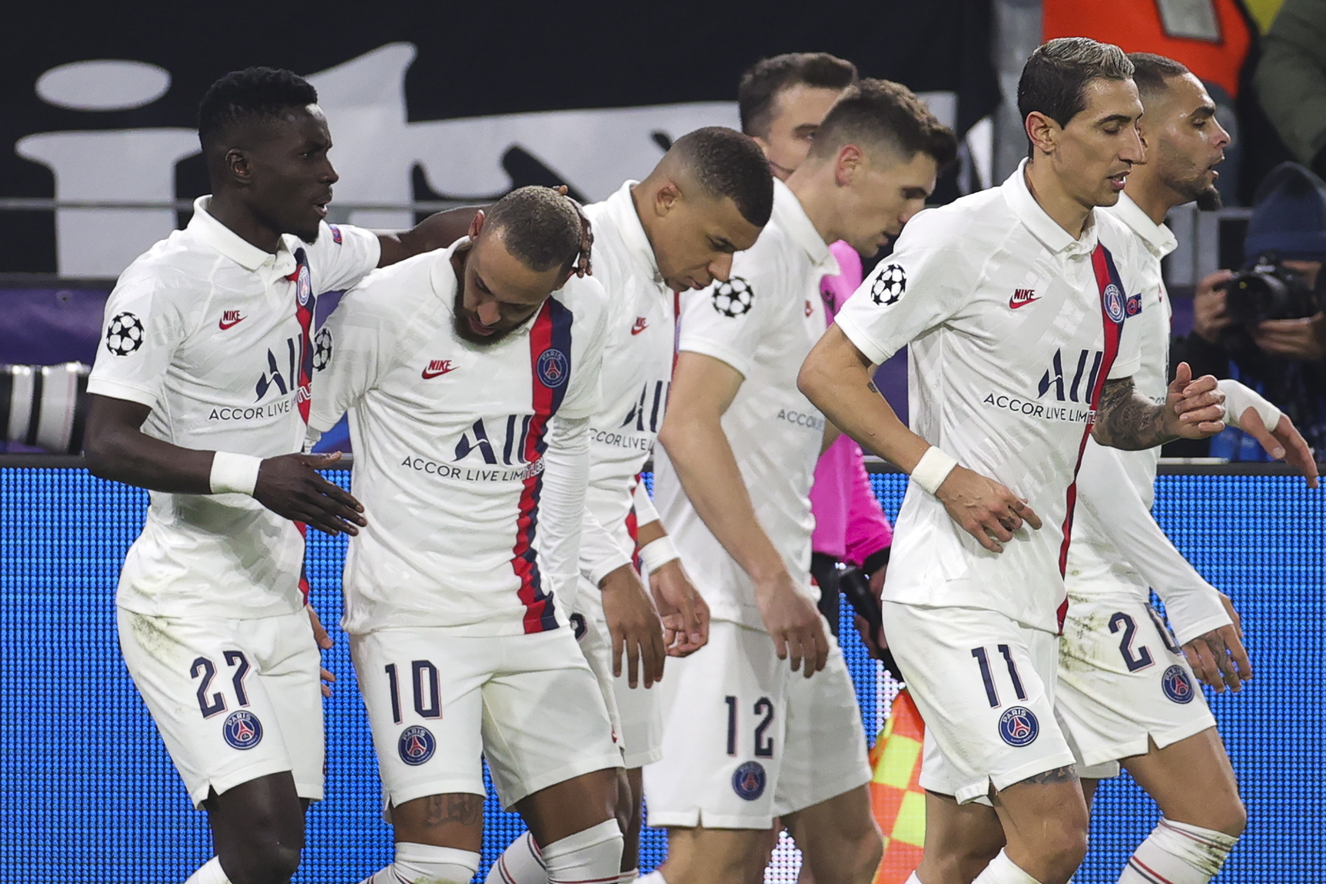 Dortmund (Germany).- (FILE) - PSG's Neymar (2-L) celebrates with teammates after scoring a goal during the UEFA Champions League round of 16 first leg soccer match between Borussia Dortmund and Paris Saint-Germain in Dortmund, Germany, 18 February 2020 (re-issued on 30 april 2020). The Professional Football League (LFP) of France, on 30 April 2020, accepted the Government's order to end the 2019/2020 season and proclaimed champion Paris Saint-Germain, who was leading the table when the competition was stopped because of COVID -19. (Liga de Campeones, Francia, Alemania, Rusia) EFE/EPA/FRIEDEMANN VOGEL *** Local Caption *** 55883867