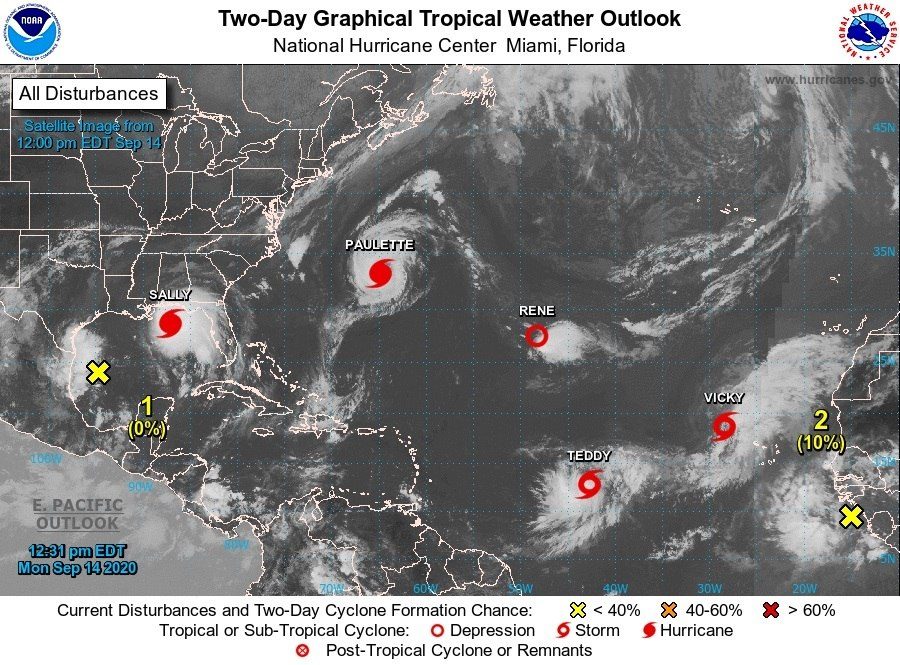 Imagen satelital que muestra varios de los fenómenos climáticos. (Foto Prensa Libre: EFE)