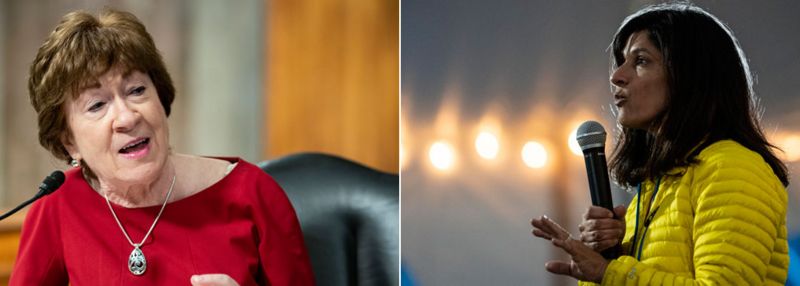 Susan Collins (izquierda) es una veterana senadora republicana que corre el riesgo de ser derrotada por su rival demócrata Sara Gideon.