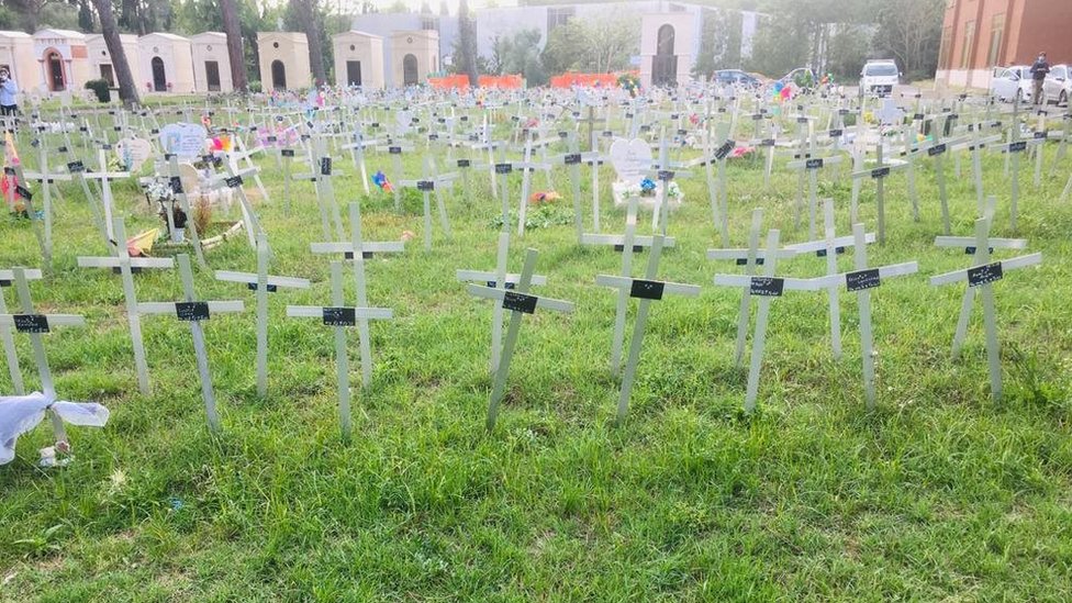 El jardín de los Ángeles del cementerio Flaminio da Prima Porta en Roma. (Foto Prensa Libre: cortesía Diferenza Donna)