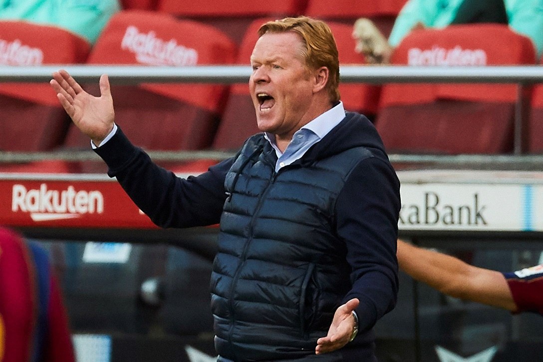 El entrenador holandés del Barcelona Ronald Koeman no la está pasando nada bien en La Liga. (Foto Prensa Libre. EFE)