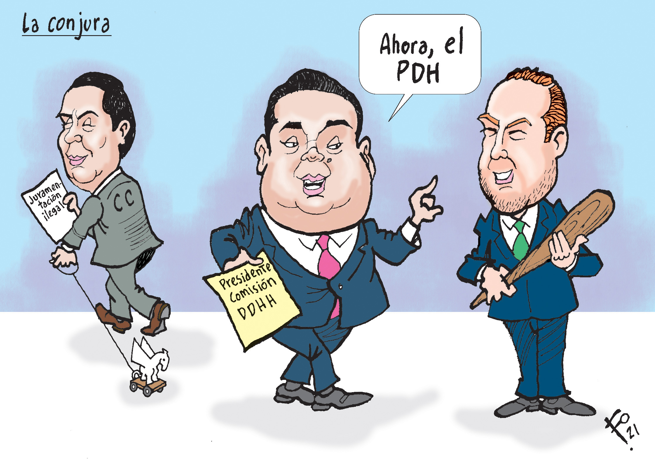 Personajes: Mynor Moto, Allan Rodríguez y Álvaro Arzú Escobar.