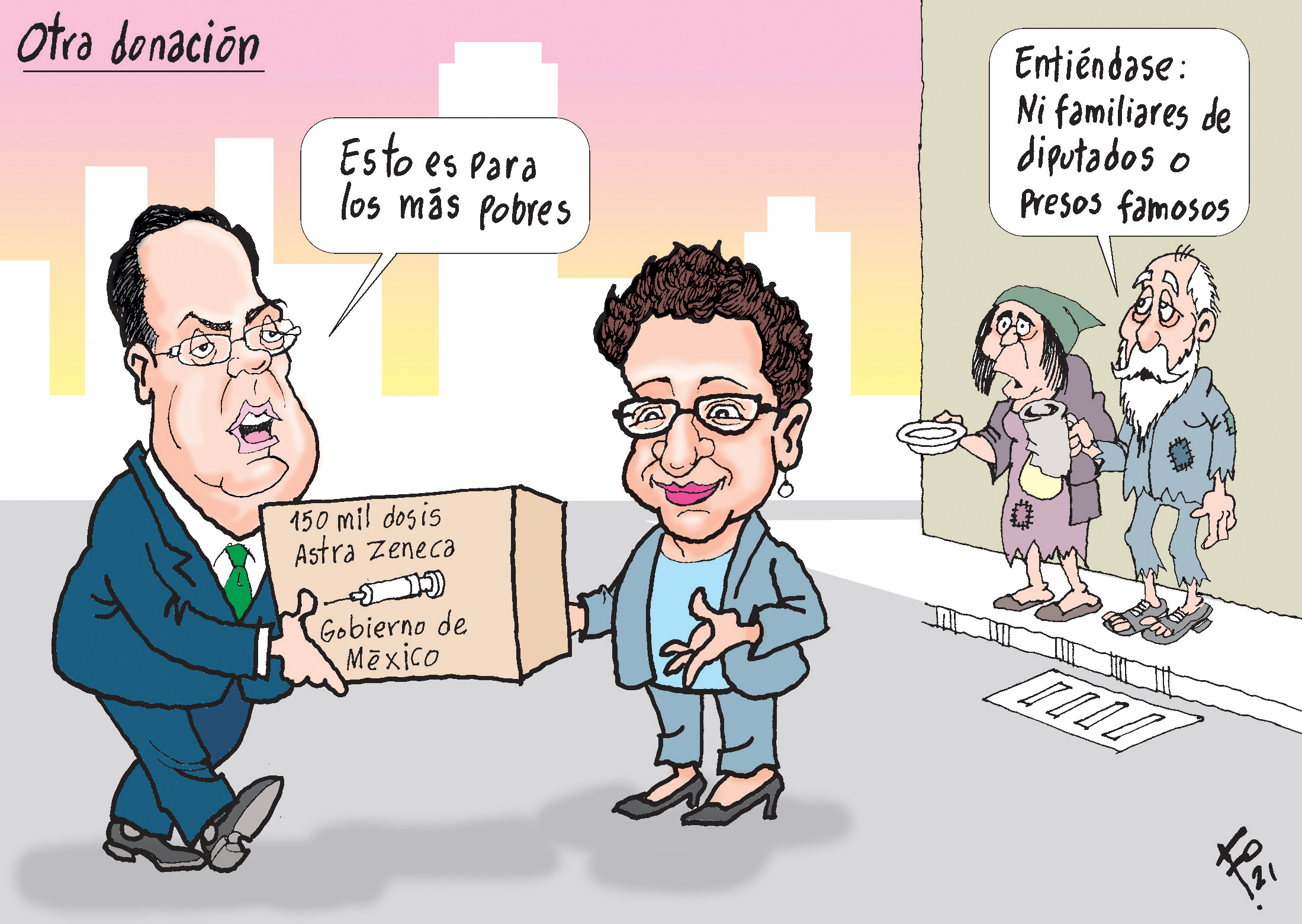 Personajes: Marcelo Ebrard y Amelia Flores.