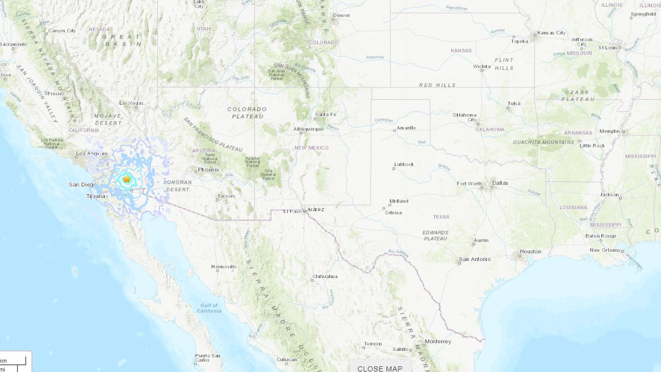 El temblor de 5.3 se registró a las 10.55 hora local de la mañana (17:44 GMT) con una profundidad de 5 km. (Foto Prensa Libre: USGS)