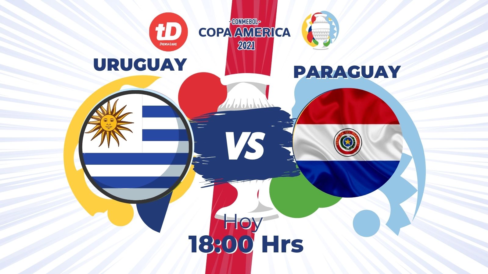 Uruguay choca contra Paraguay en partido de a Copa América. (Foto Prensa Libre).
