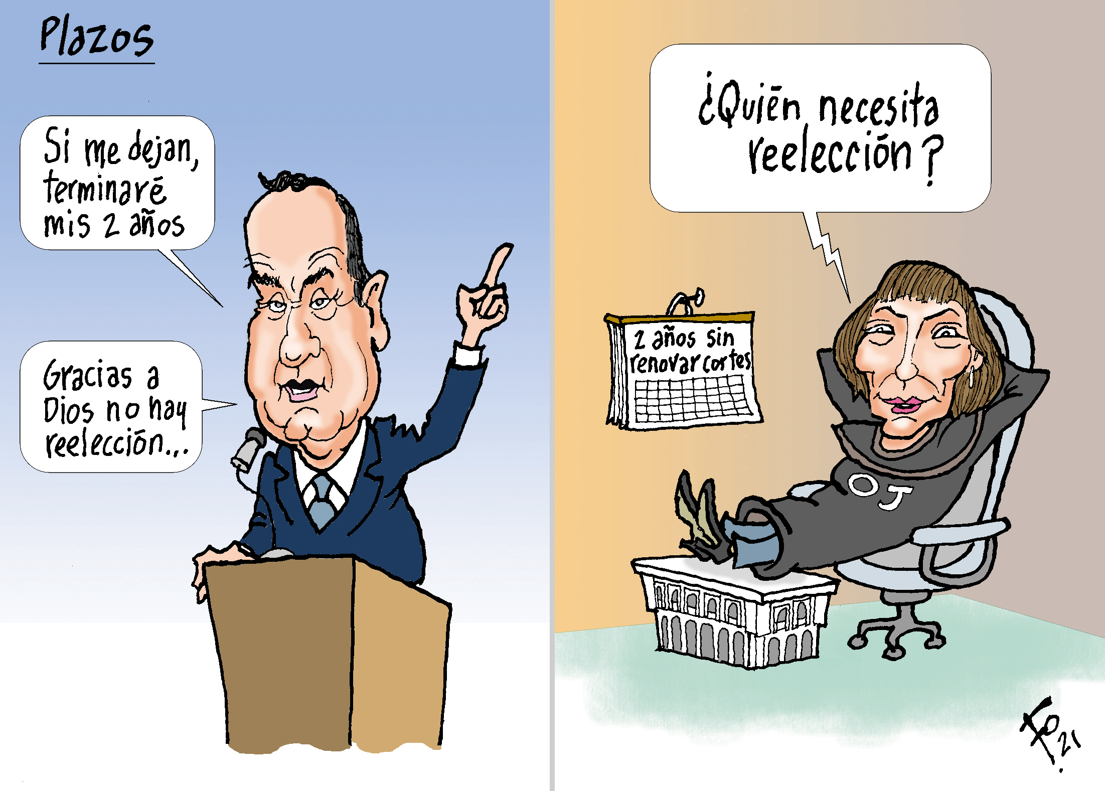 Personajes: Alejandro Giammattei y Sandra Valdés.