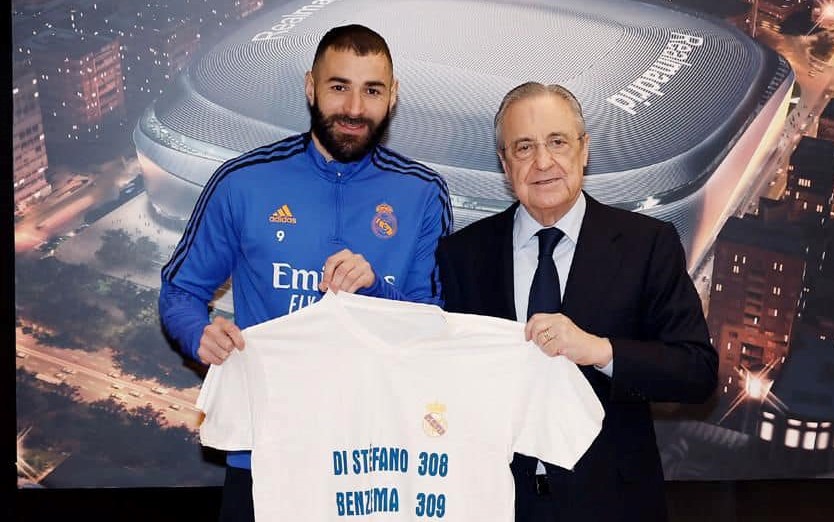 Karim Benzema superó el récord de goleo de Di Stefano con 309 goles. (Foto Real Madrid).