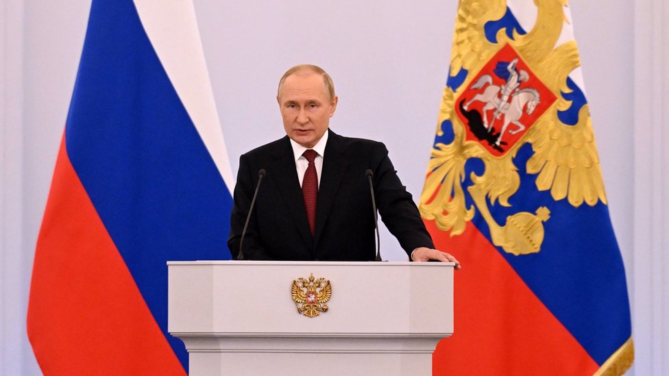 Putin anunció la anexión de cuatro regiones de Ucrania en un discurso en el Kremlin.