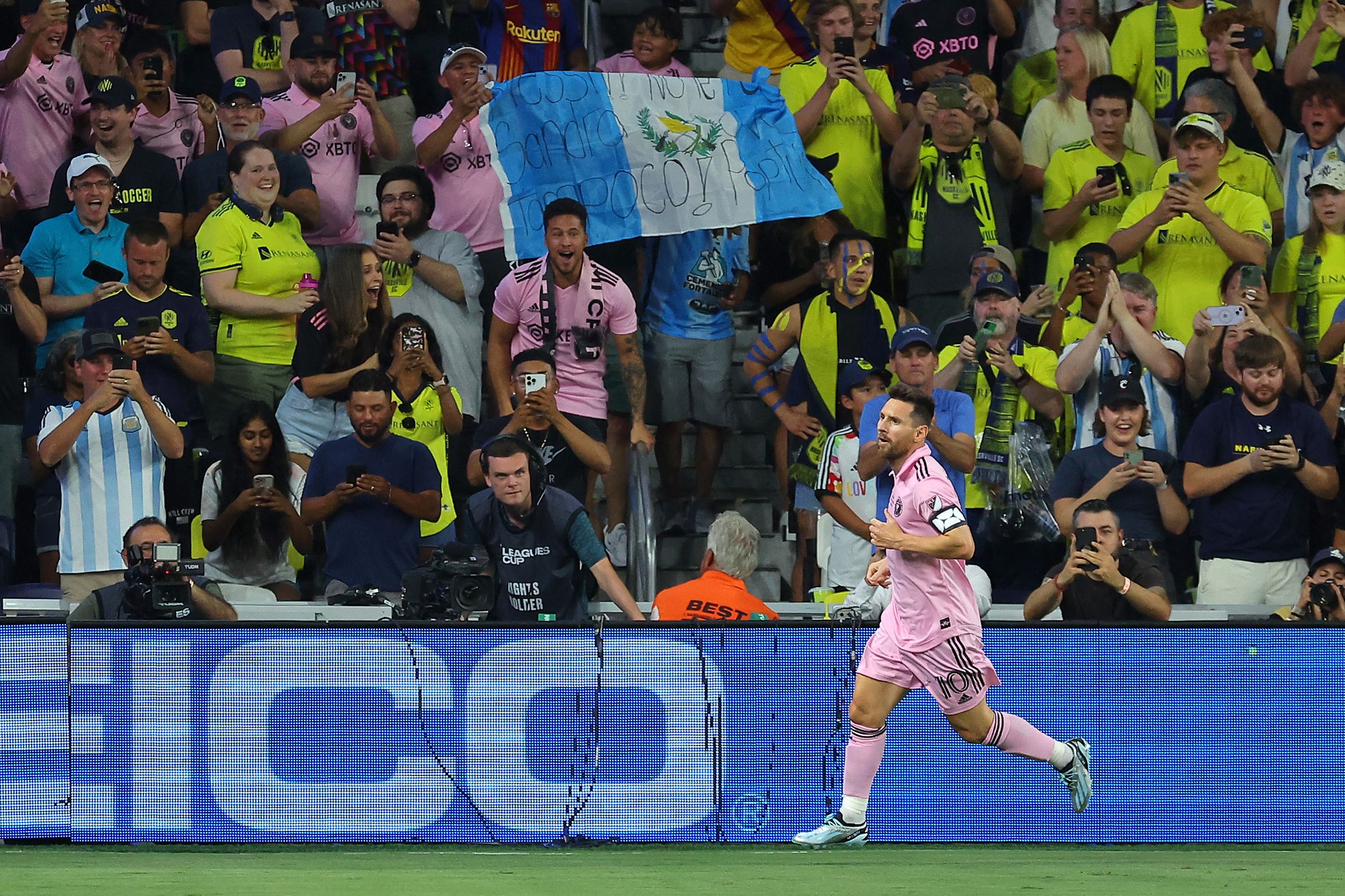 Lionel Messi tras abrir el marcador ante el Nashville SC.