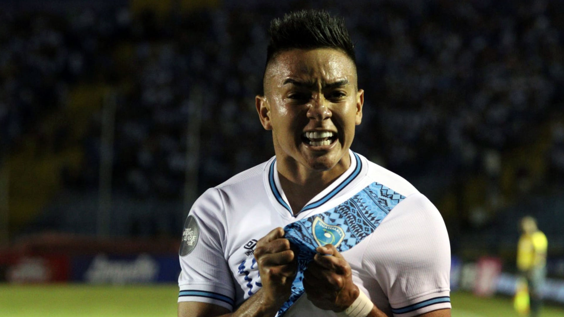 El jugador de la Selección Nacional, Oscar Santis, durante el festejo del empate 1-1 ante Panamá en la segunda fecha de Liga de Naciones. (Foto Prensa Libre: Fedefut)