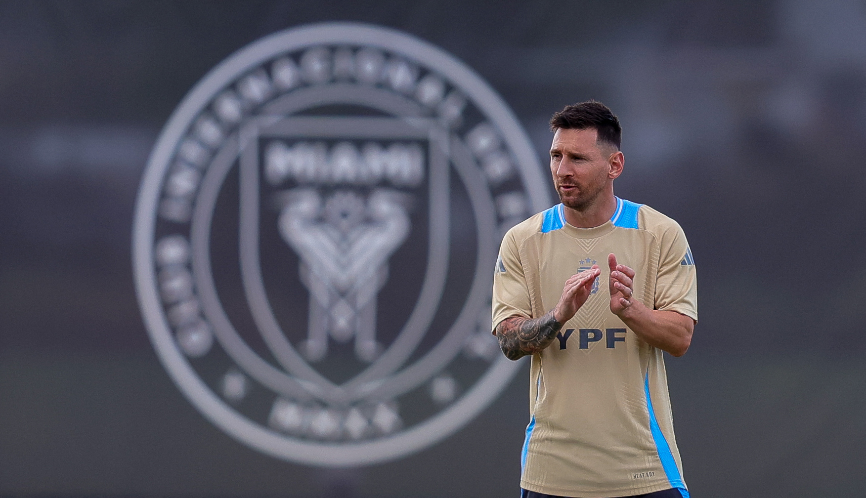 El capitán de Argentina, Lionel Messi, en un entrenamiento en la sede del Inter Miami. (