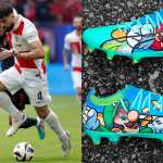 Los zapatos de Mario Bros del jugador de Albania, Jasir Asani, han llamado la atención.