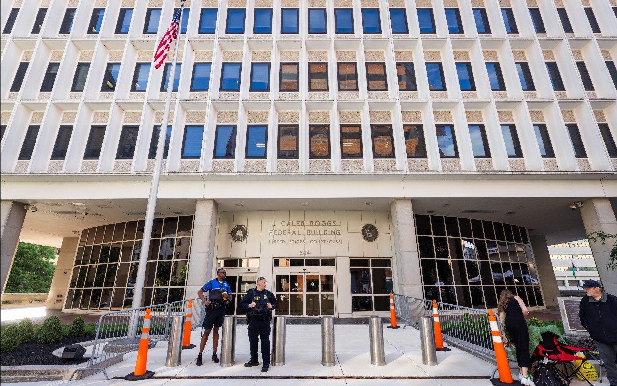 Corte en Wilmington, Delaware, donde se desarrolló el histórico juicio contra el hijo de un mandatario de EE. UU. por primera vez. (Foto Prensa Libre: EFE)