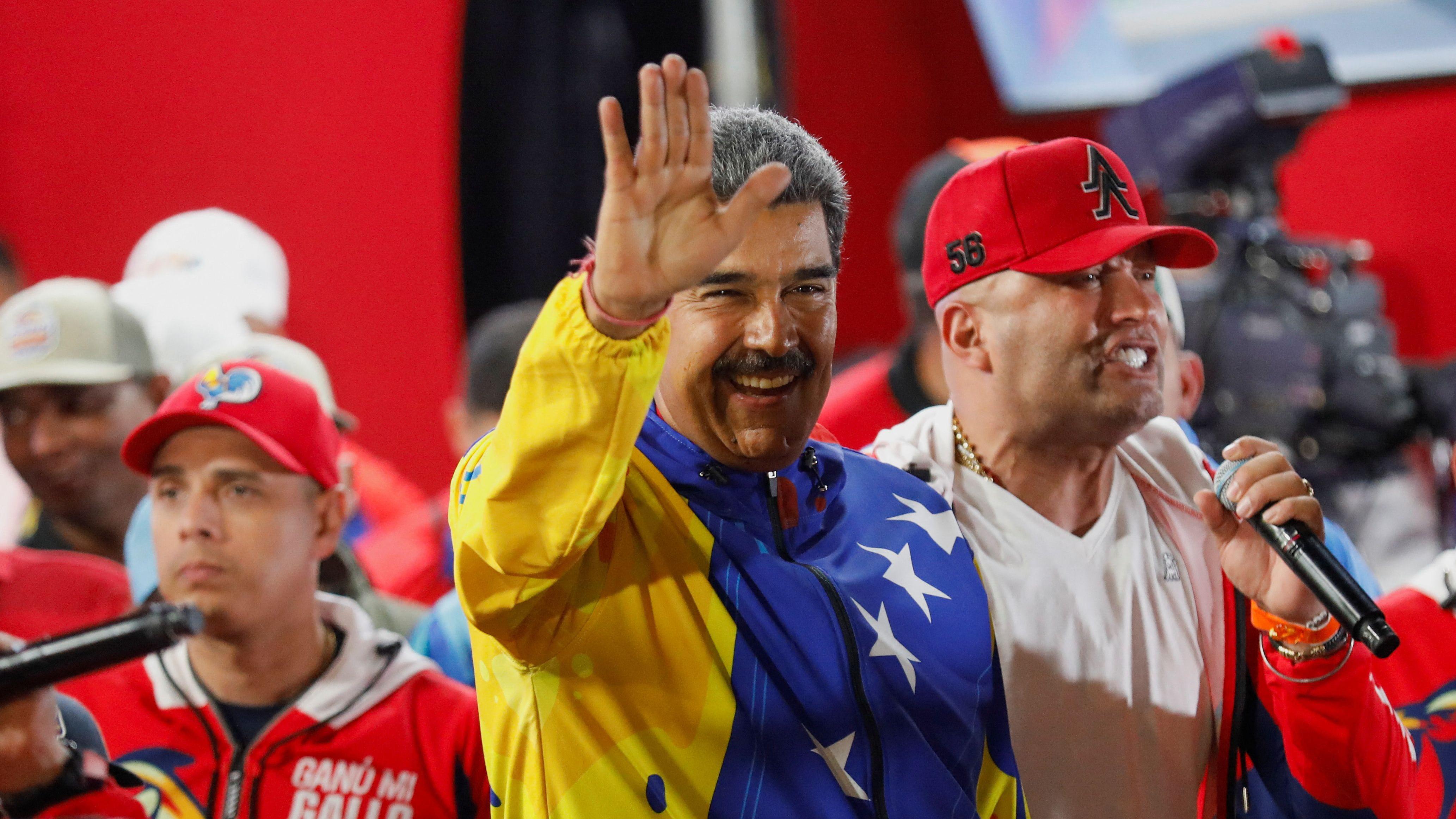 El presidente de Venezuela, Nicolás Maduro, celebra la victoria de su tercer mandato en las elecciones presidenciales, en Caracas, Venezuela. (Foto: Reuters)