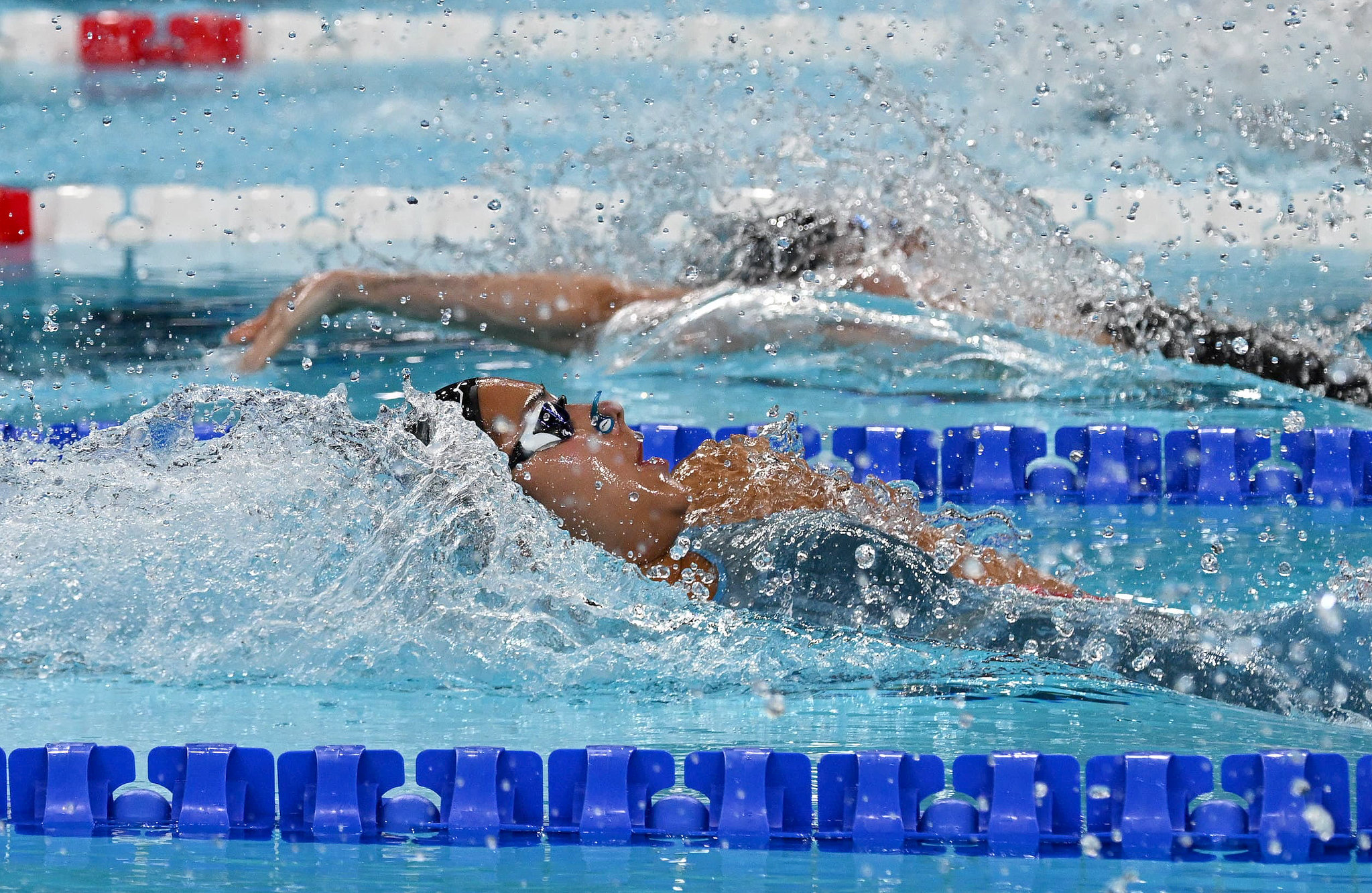 Lucero Mejía en la piscina de la Paris la Défense Arena. (Foto Prensa Libre: Comité Olímpico Guatemalteco)'