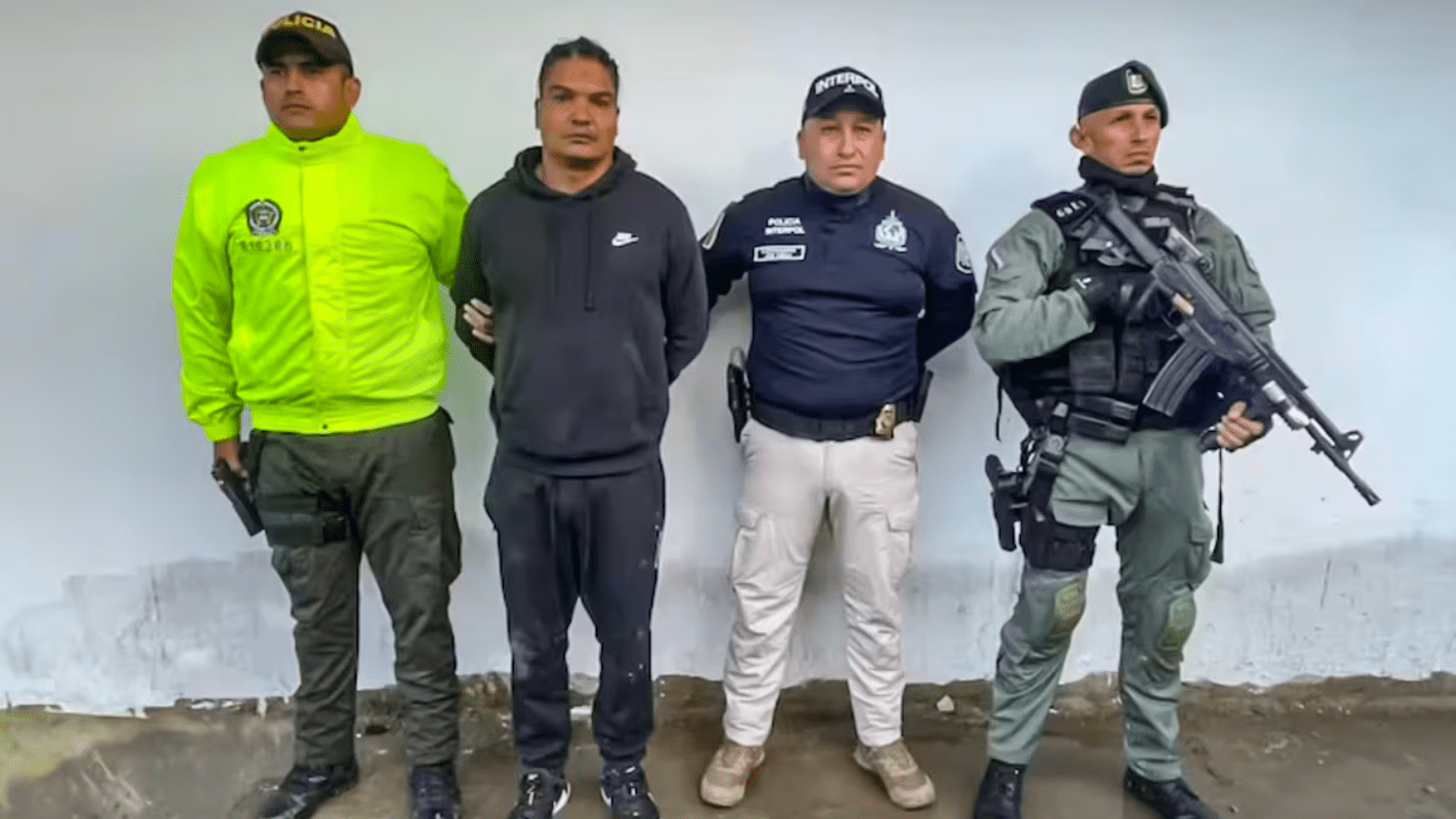 Imagen de la captura de Larry Changa. POLICÍA DE COLOMBIA