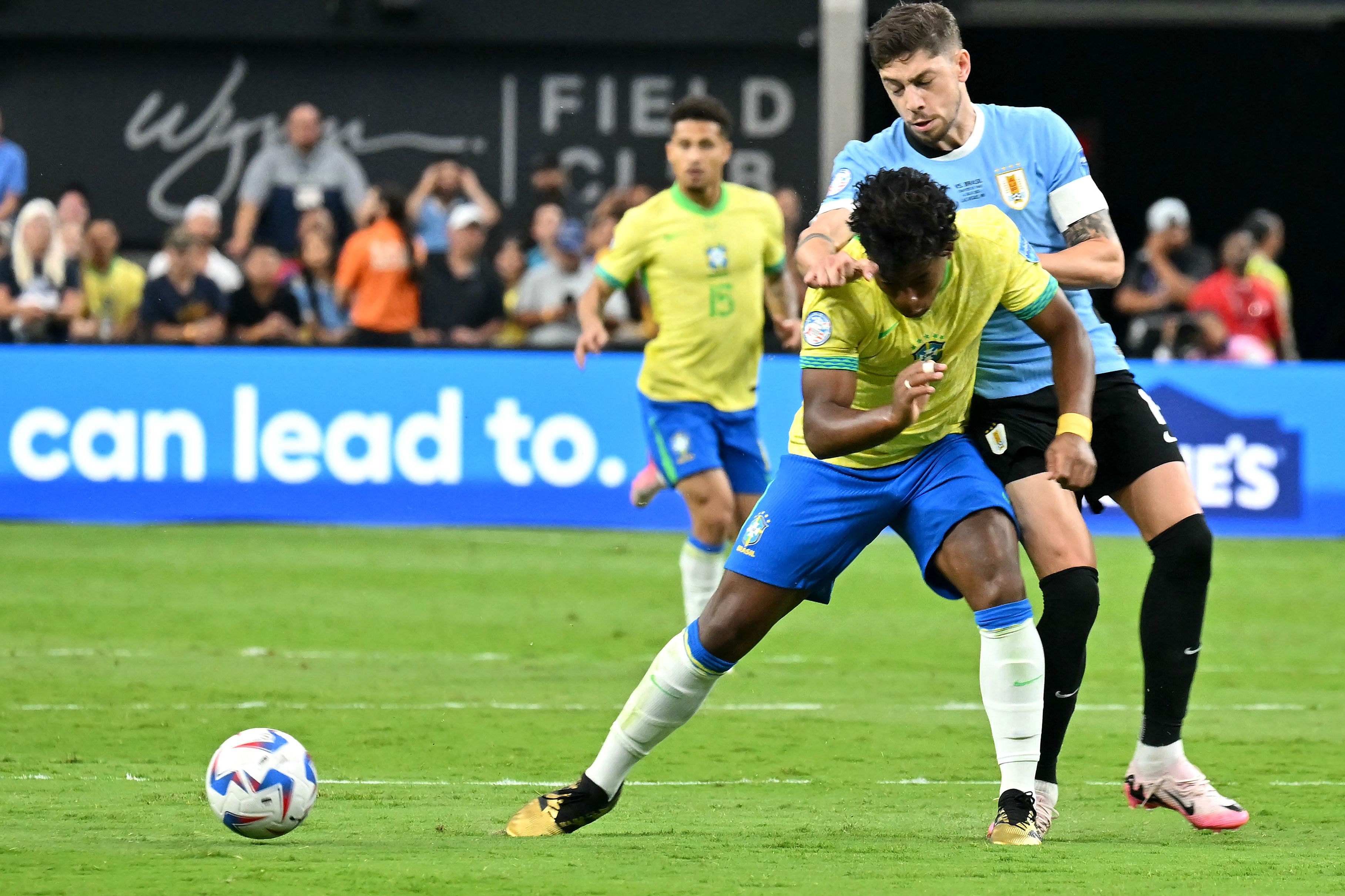 Endrick durante el partido contra Uruguay en donde Brasil quedó eliminado de la Copa América.