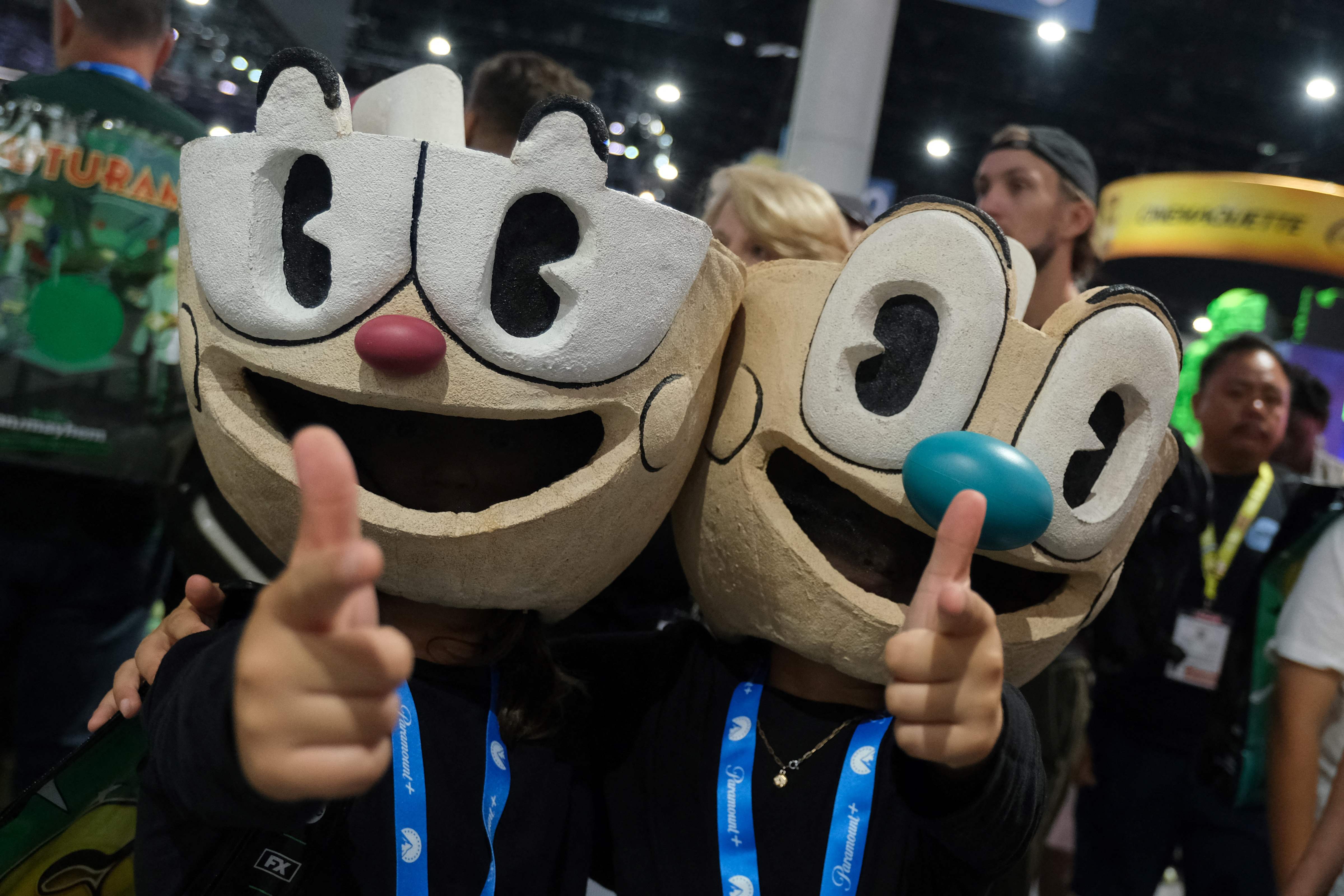 Cosplayers pose inside the convention center during Comic Con International in San Diego, California, July 28, 2024. (Photo by Chris DELMAS / AFP)